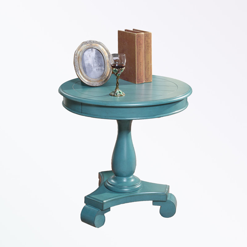 Table d'appoint ronde à piédestal en bois, Sarcelle