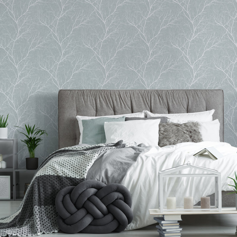 Fresco Duck Egg Winter Tree Wallpaper