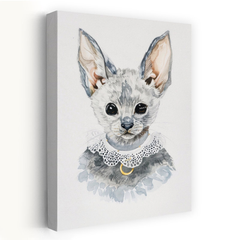 Fennec Fox Lace Collar Contemporary Fox Forest Wall Art Print by Mathieu - Wrapped Canvas Print, 60.96cm H x 40.64cm W