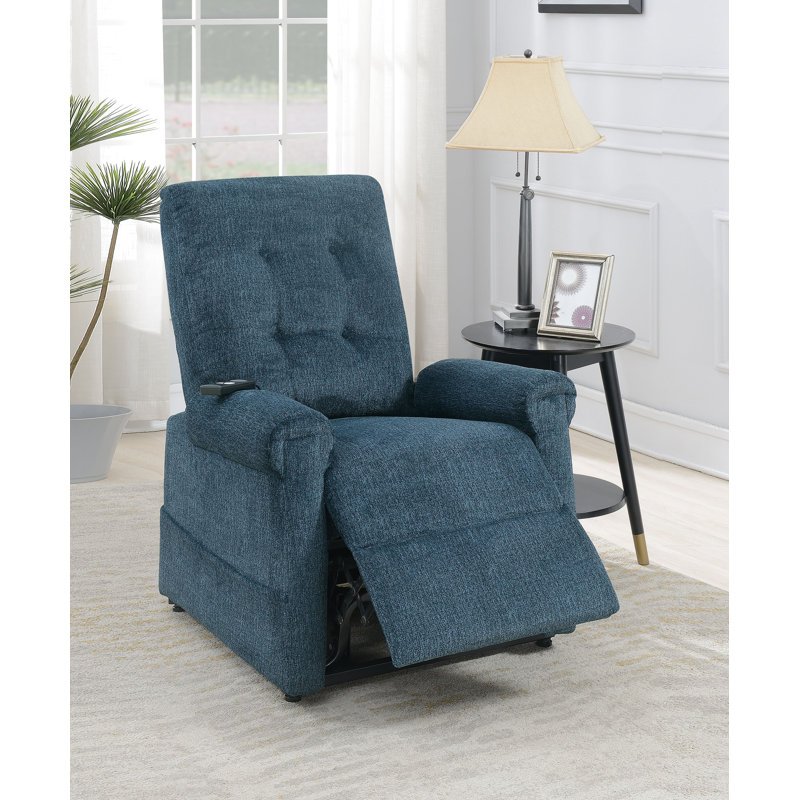 96.52cm Wide Chenille Lift Assist Standard Recliner, Dark Blue