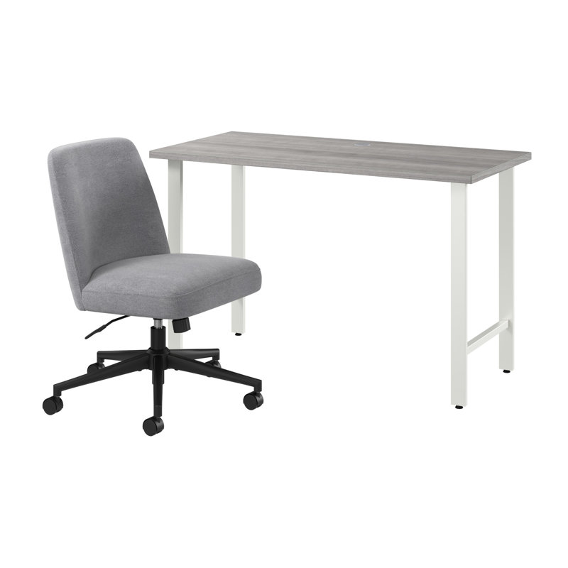 Ensemble de bureau d'ordinateur moderne et de chaise Shelonda 48W x 24D gris platine, solution compacte pour le bureau à domicile