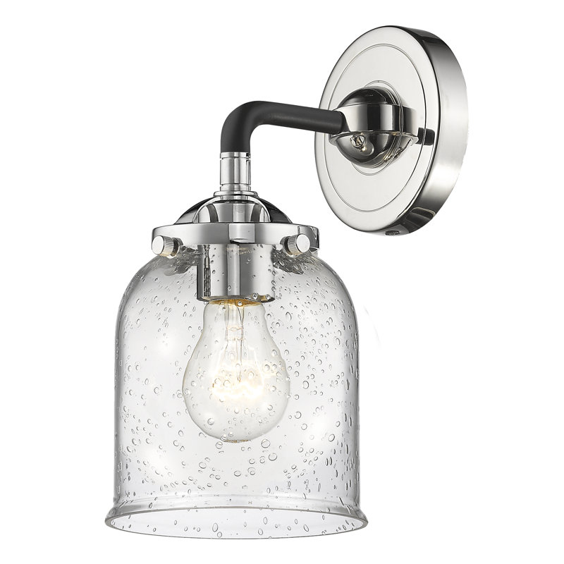 Keech Armed Sconce, 6 Watt Vinage LED Bulb, Black/Polished Nickel, Silver Plated Mercury