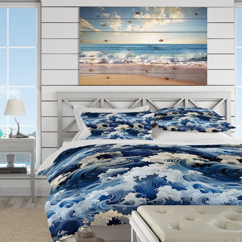 Oceanic Dreamscape Tropical Pattern III - Ensemble de housse de couette bord de mer