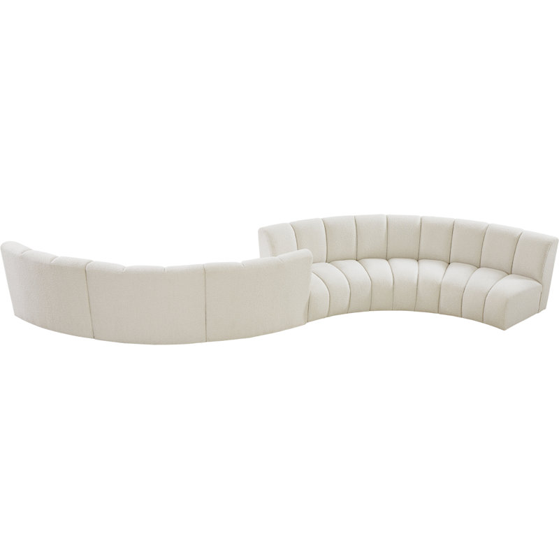 Infinity Upholstered Curved Sectional Symmetrical, Cream Boucle Fabric