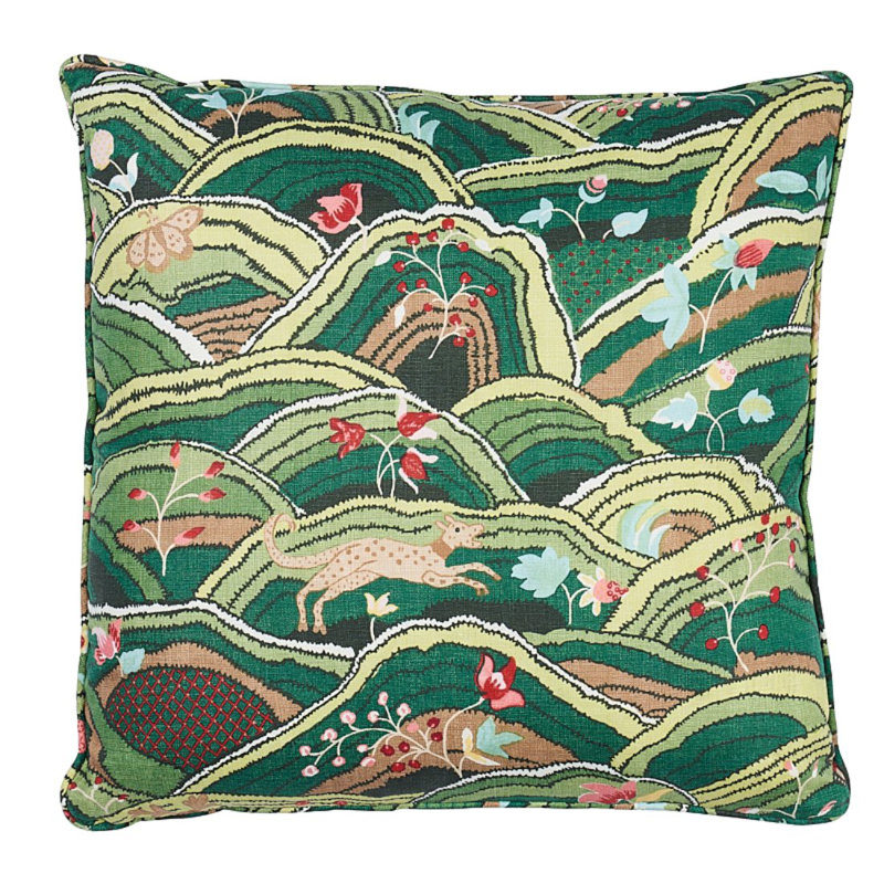 Rolling Hills Pillow, Green, 22" x 22"