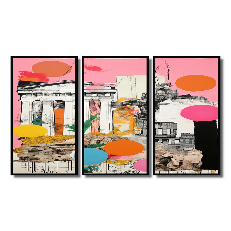 Dafonte - ensemble d'art mural paysage abstrait, H 28 po x l 36 po x P 1 po, Cadre flottant noir