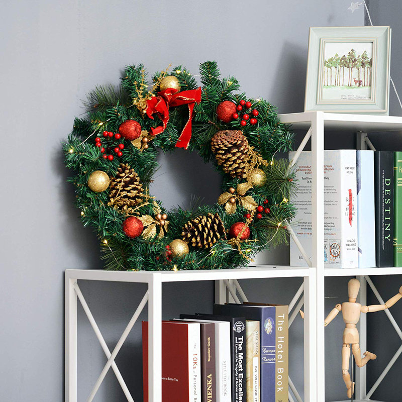Faux Lighted 60cm Wreath