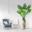 Arbre artificiel avec palmier vert et vase à motif de fleurs roses, faux Monstera pour salon, chambre à coucher et bureau - 4,67 pieds (56 po)-1631388810
