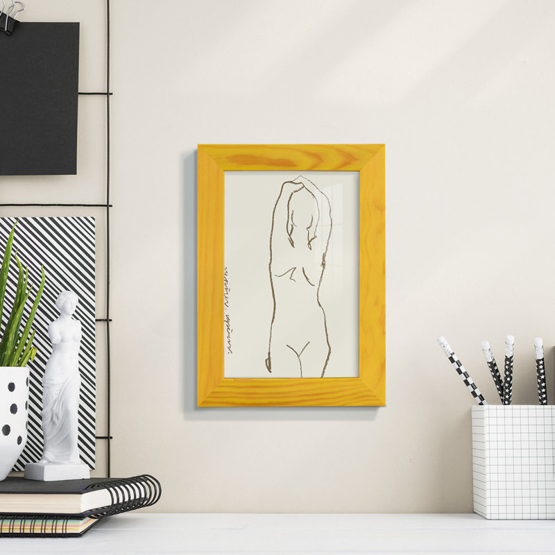 Toi et moi I, impression sur papier, H 9 po x l 7 po x P 1 po, Cadre jaune