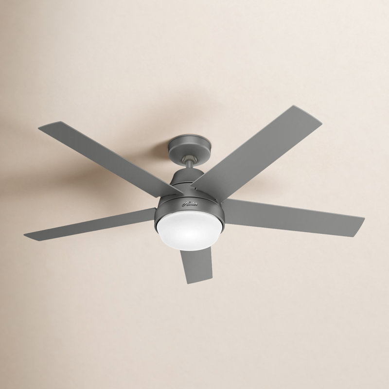 52" Aerodyne 5 - Blade Modern Smart Ceiling Fan with Lights and Remote, Matte Silver