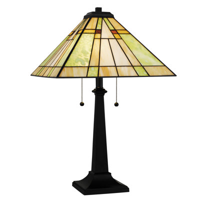 Springfield 25" Matte Black Tiffany-Style Table Lamp