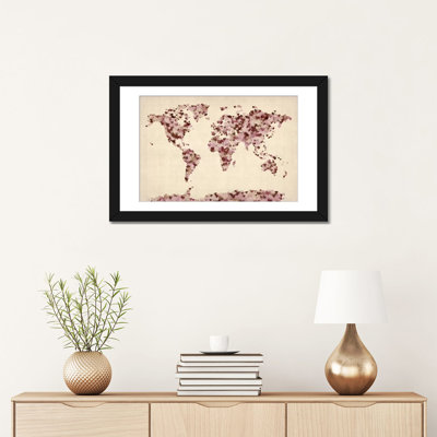 «Vintage Hearts World Map», impression sur toile