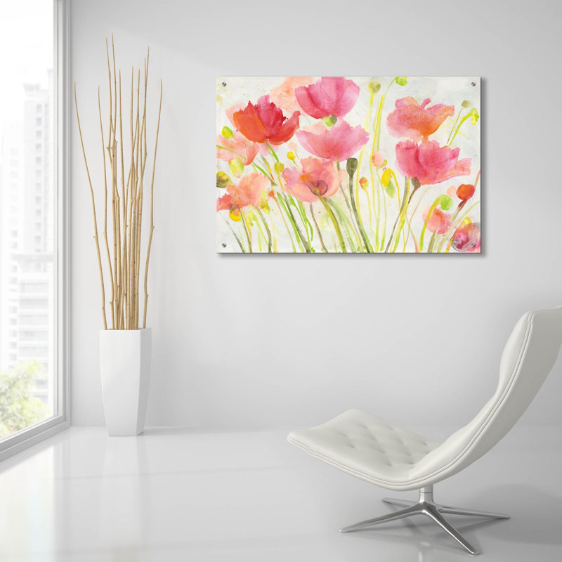 «Fluorescent Poppies» par Albena Hristova, art mural en verre acrylique, H 24 po x l 36 po x P 0,2 po