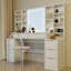 Makeup Vanity Desk With Mirror And 3 - Color Led Lighting, 59" Dressing Table 8 Drawers, Brightness Adjustable, For Women , Modern Style, White Finish, Open Storage Detachable Adjustable Lights,