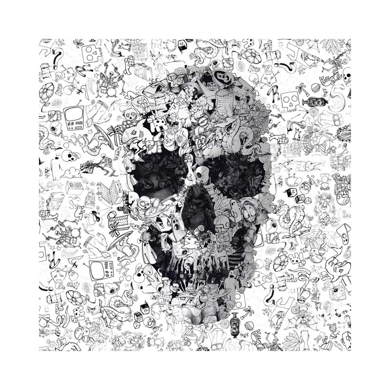 Doodle Skull, Square by Ali Gulec - Wrapped Canvas Print, 30.48 cm H x 30.48 cm W