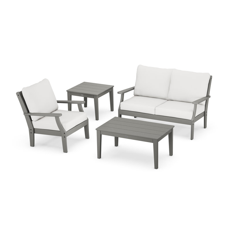 Braxton 4-Piece Deep Seating Set, Slate Gray, Canvas Natural Sunbrella