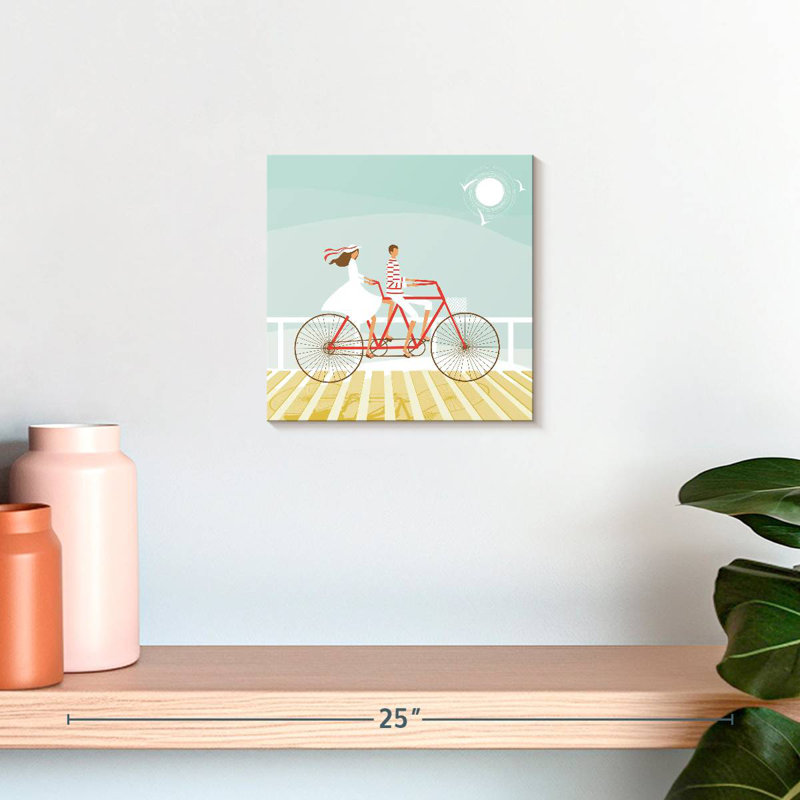 Senne, couple d'été à vélo, H 10 po x l 10 po