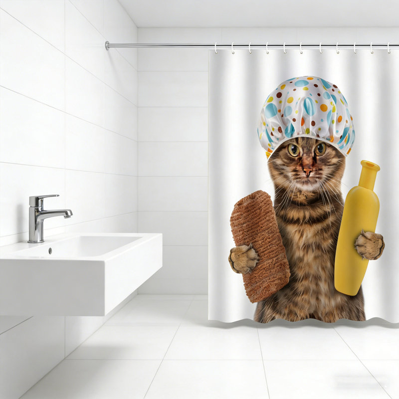 Rideau de douche 3D 3D avec crochet 12 pièces