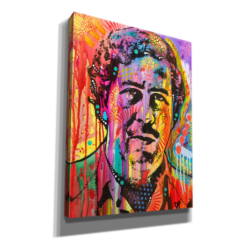 «Pablo Escobar» par Dean Russo, art mural sur toile, H 16 po x l 12 po x P 0,75 po