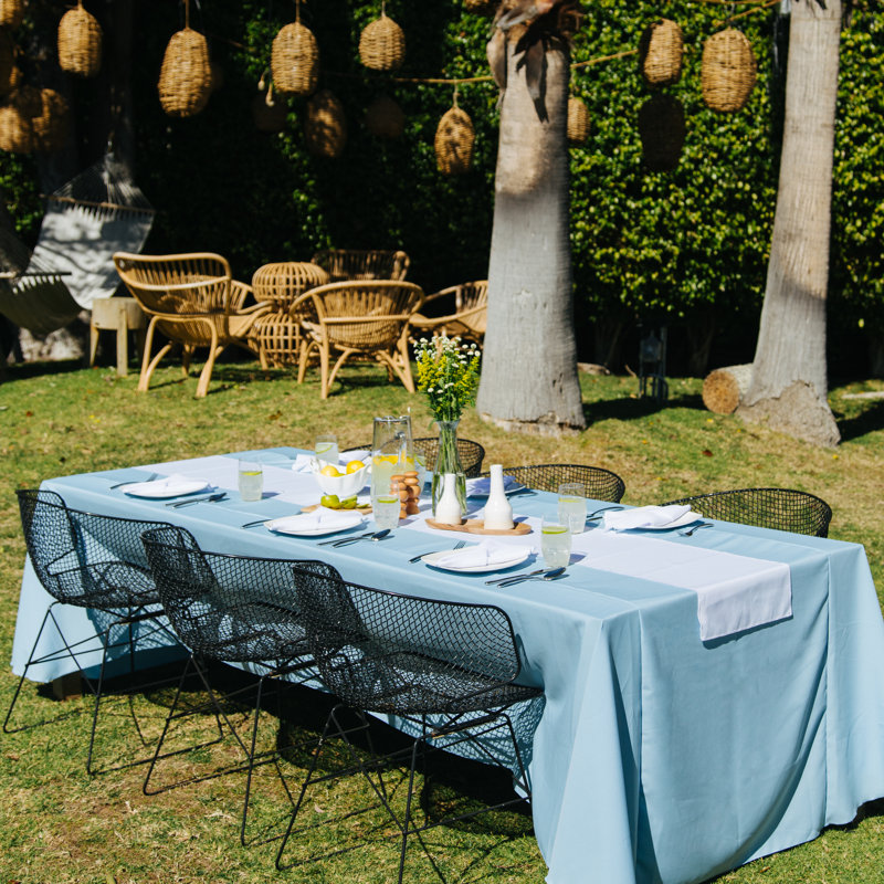 Rectangular Stain-Resistant Polyester Tablecloth - Basics by Wayfair™, Light Blue, 156" x 90"
