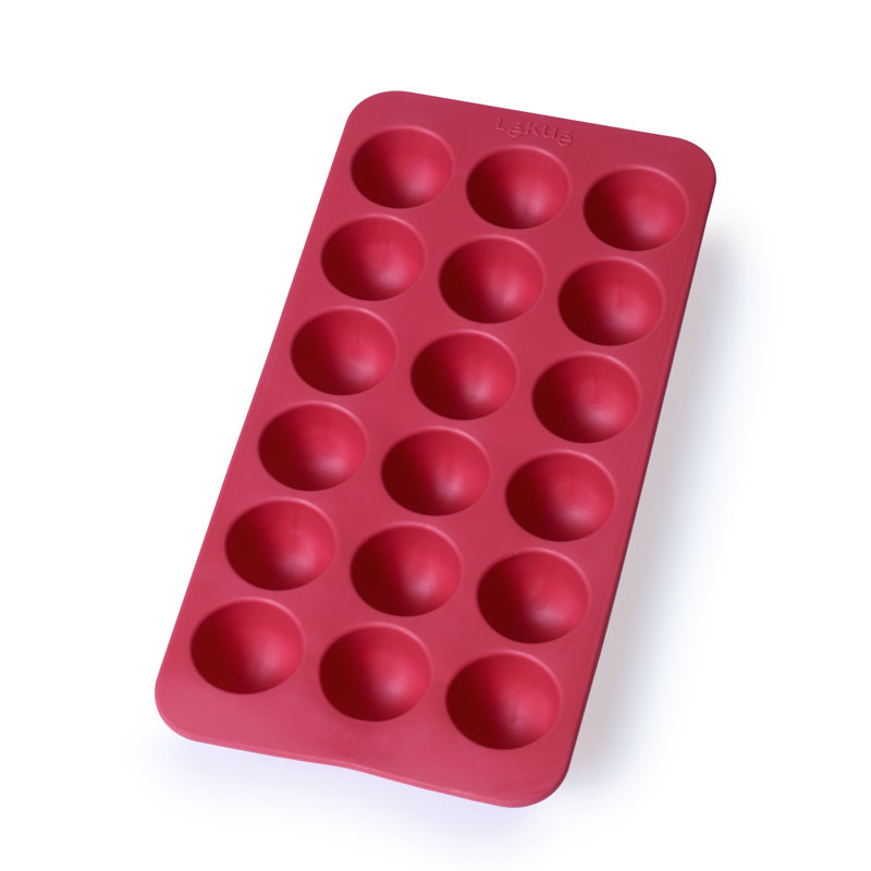 Lékué Round Ice Cube Tray with Lid, Red