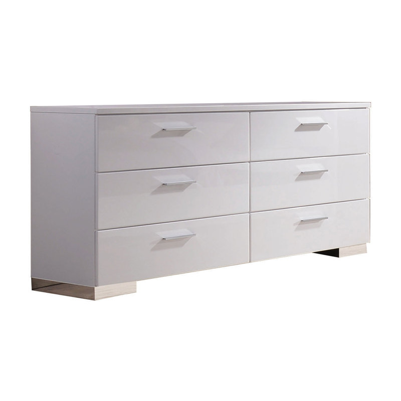 Commode, blanc et pieds chromés