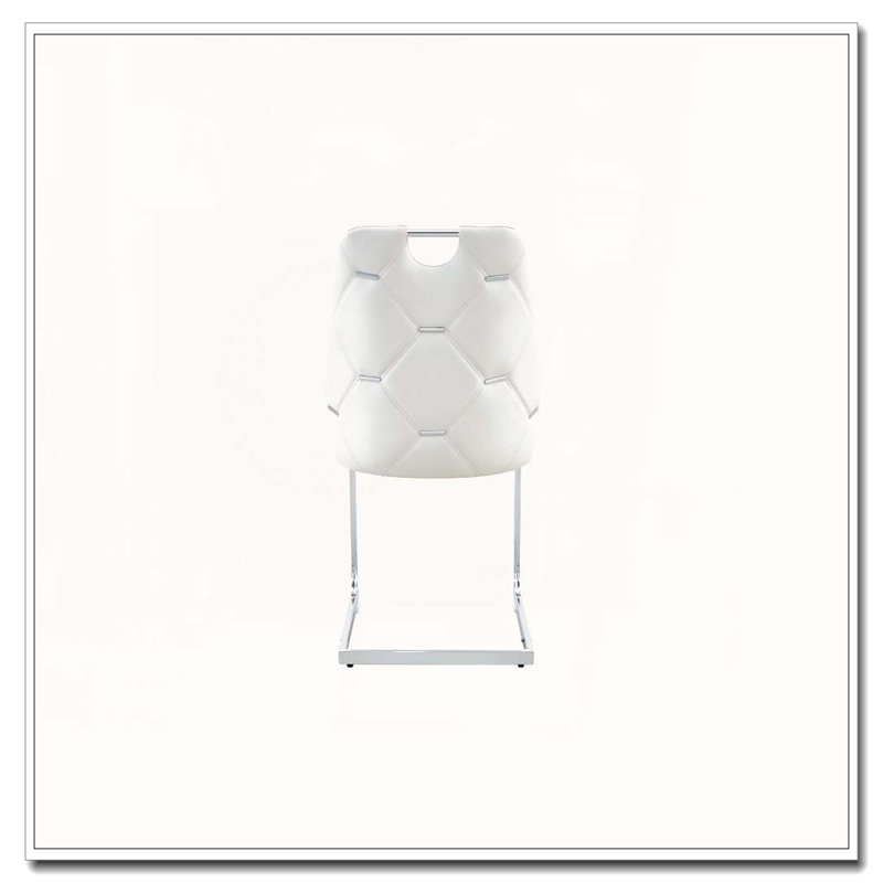 Chaise de salle à manger en similicuir, chaises de cuisine en métal avec texture en maille et pieds sablés, chaise rembourrée à dossier plat