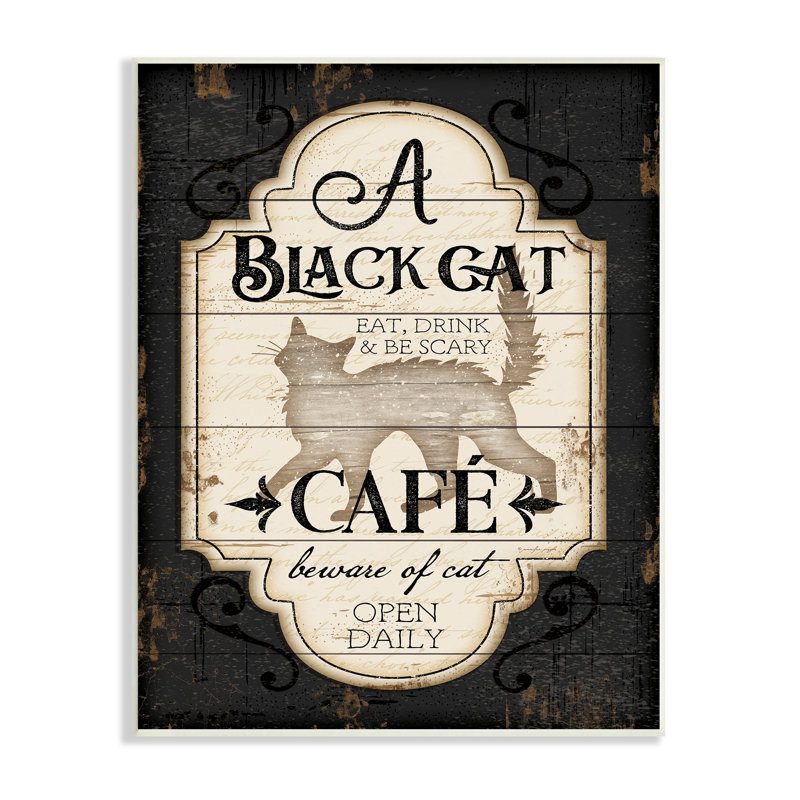 «Black Cat Café», signe d'Halloween rétro «Spooky Witch» par Jennifer Pugh - impression, H 10 po x l 15 po x P 0,5 po