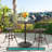 Round Metal Outdoor Bar Table With Umbrella Hole , 26.4'' in. W 26.4'' in. D