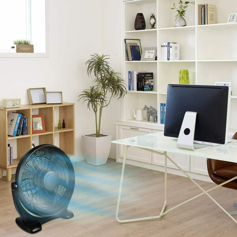 Black 18 Inch Oscillating Three Speed Plastic Floor Fan