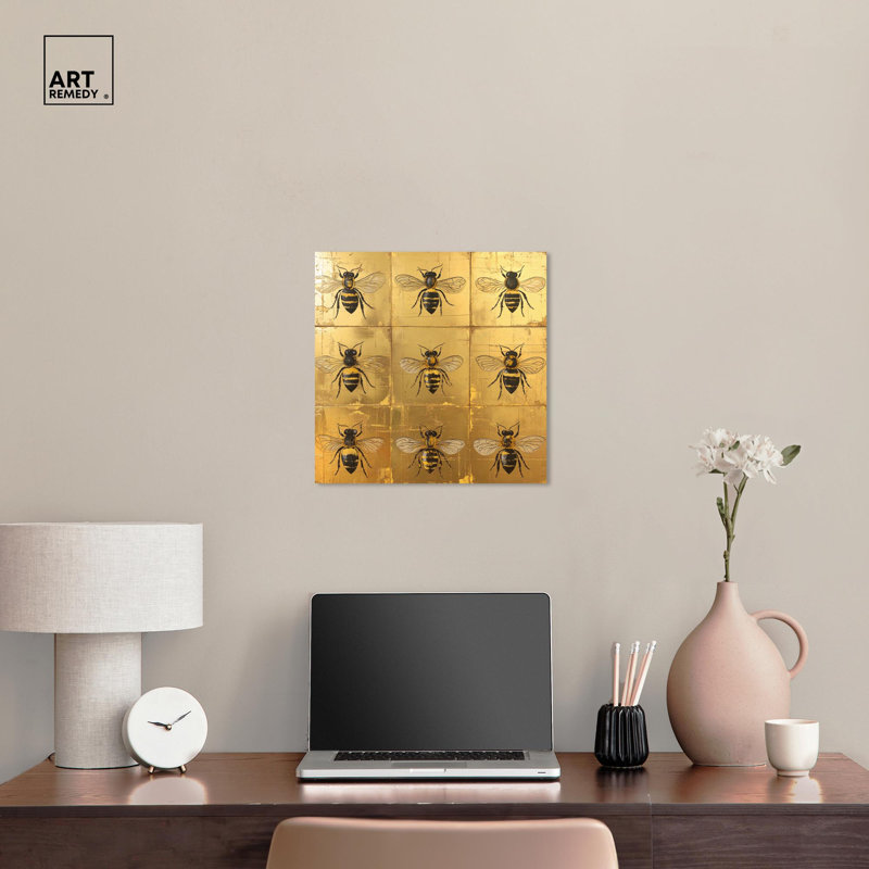 Golden Abstract 16" x 16" Wrapped Canvas Art