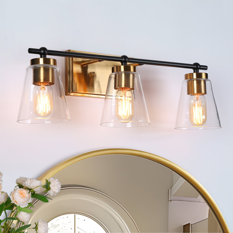 Luminaire de salle de bain moderne à 3 lumières de 22 po de largeur à intensité variable, H 8 po x l 22 po x P 6,5 po