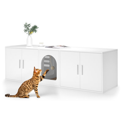 GAOMON Cat Litter Box Enclosure With Shelf Storage, Hidden Wood
