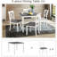 4 tables de salle à manger, 5 en bois moderne, gris et blanc, structure, sièges confortables, facile à assembler pour la maison et structure stable, ergonomique, assemblée