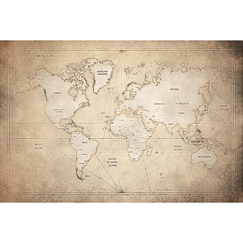 World Map No.12 1 Piece Wall Art, 20.2cm H x 25.3cm W, Metal