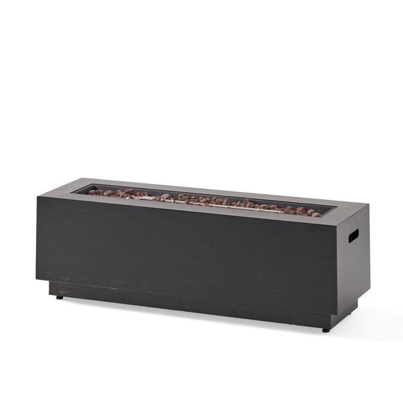 48" Outdoor 50,000 BTU Rectangular Iron Propane Fire Pit (Tank Cover Not Included), Brown/Gold
