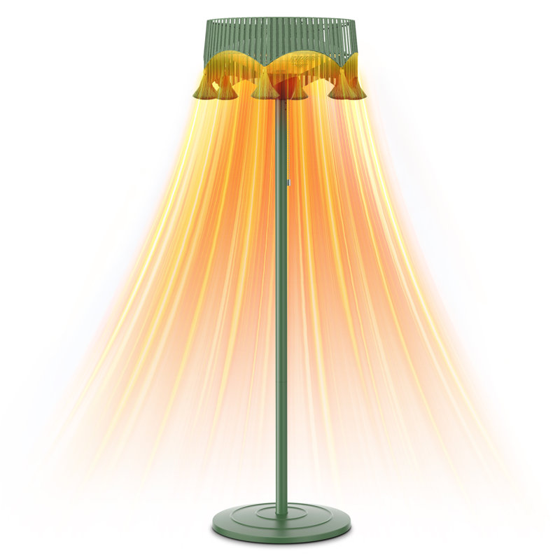 Chauffe-terrasse autoportant rétro 1500W avec abat-jour à pampille décoratif, Vert