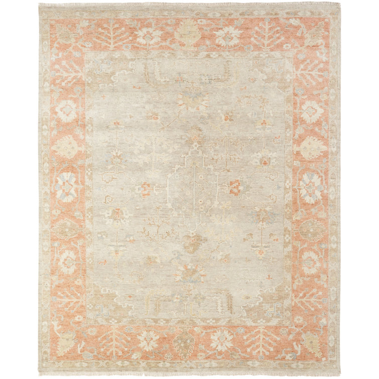 Oriental Hand-Knotted Wool Gray/Beige Area Rug