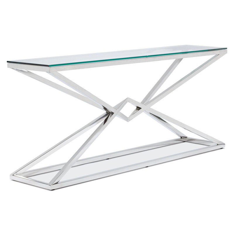 Mongillo 71'' Glass Top Console Table, Silver