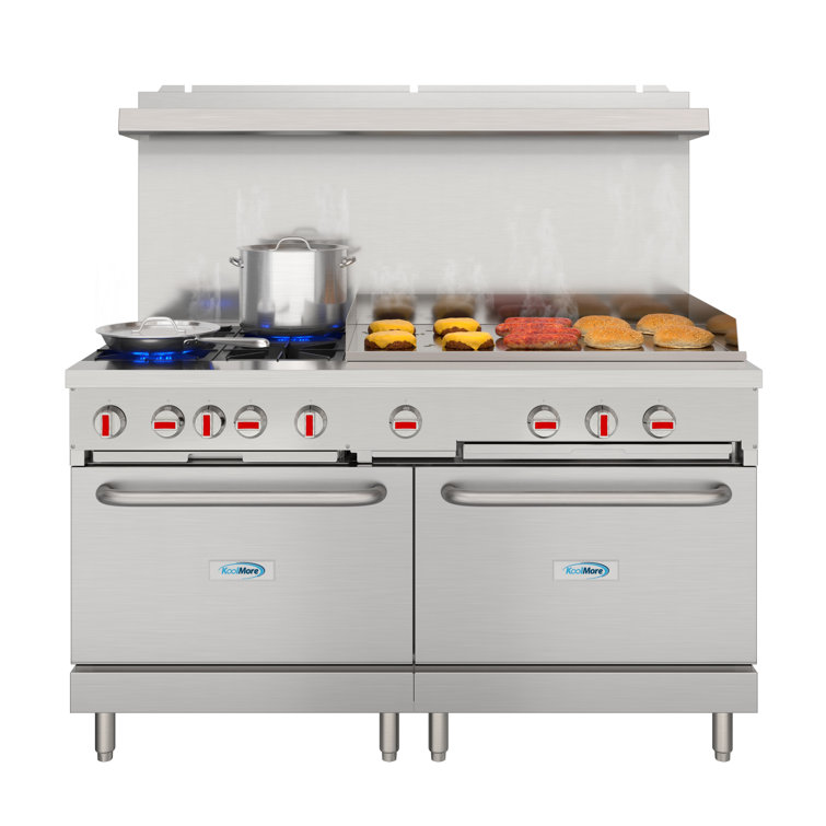 60 In. Commercial Range with 36 In. Griddle, 
