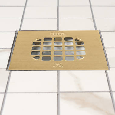 Gold Shower Set, Tile Insert 5 Inch Square Drain with Gold Shower