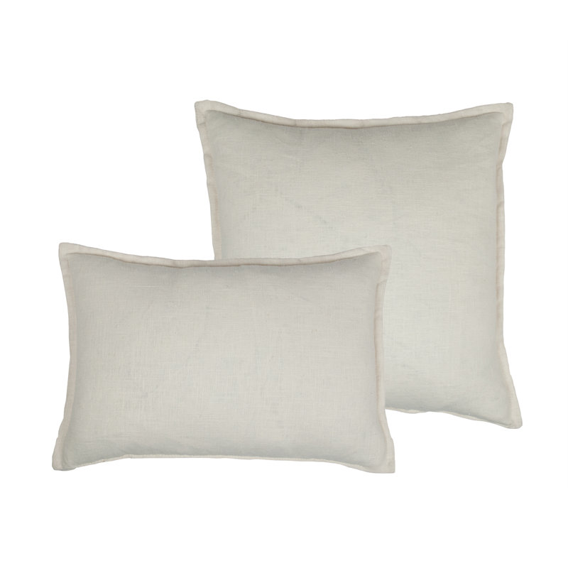 Lombard 2 Piece Reversible Linen Pillow Set, Off-white