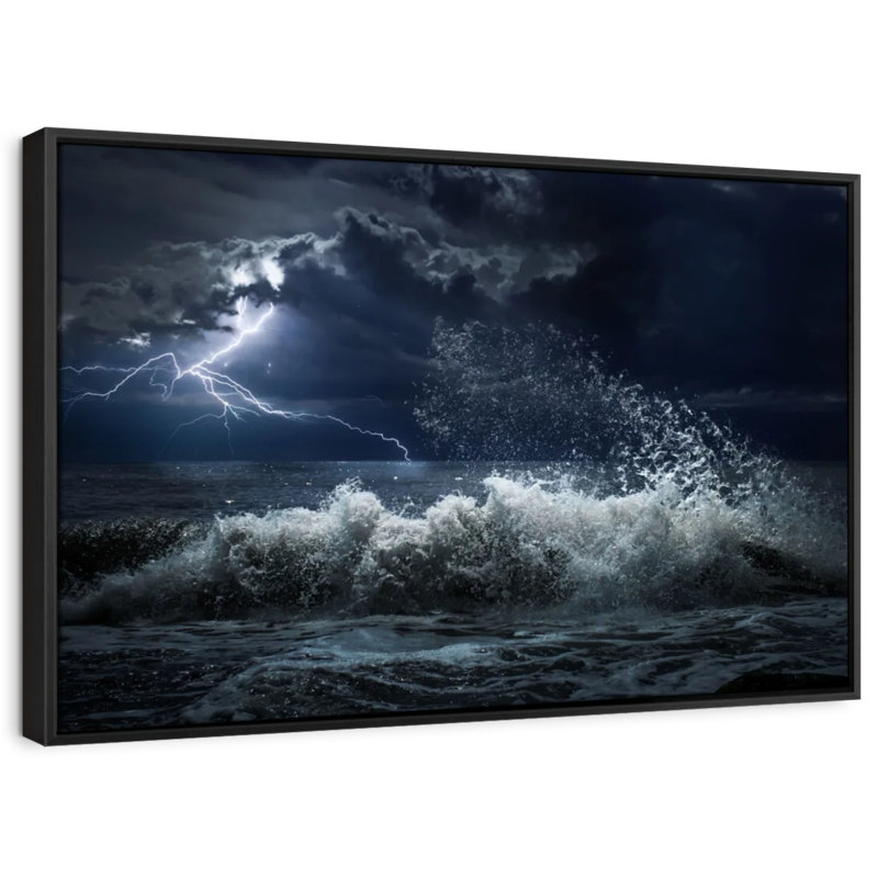 Plage «Seascape Lightning Storm Wall Art», H 27 po x l 40 po