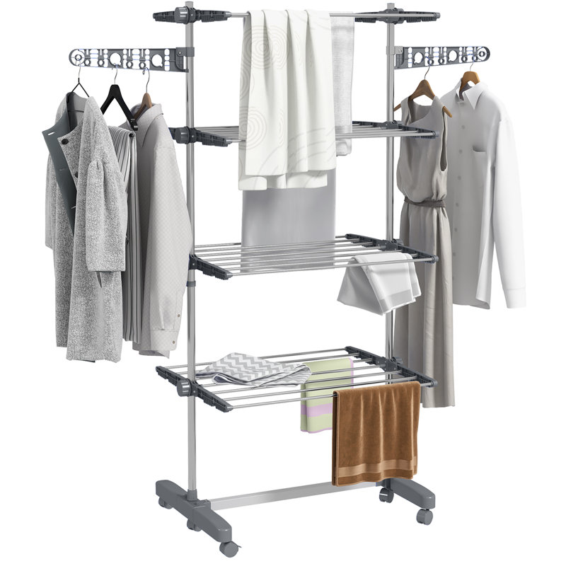 Foldable Standard Drying Rack, Silver/Black