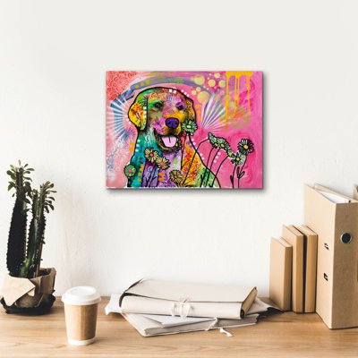 Toile épique «Daisy Daisy» par Dean Russo, graffiti épique, 16 po x 12 po