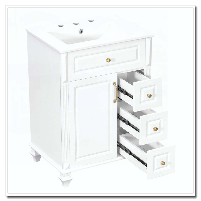 24 Inch Bathroom Vanity with Sink, White