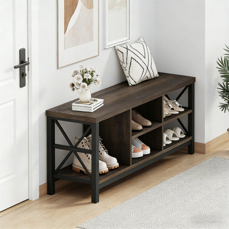 Premium Wooden Shoe Cabinet For Home, Walnut