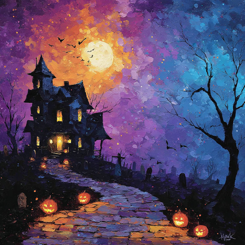 Art mural toile tendue Spooky Manor