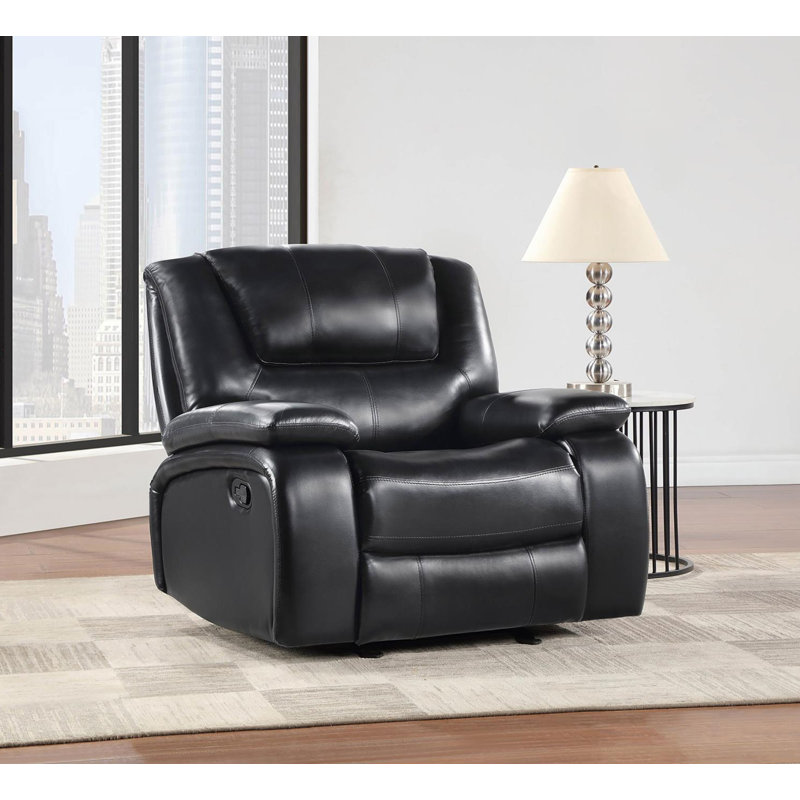 Fauteuil inclinable et oscillant rembourré noir, Similicuir noir