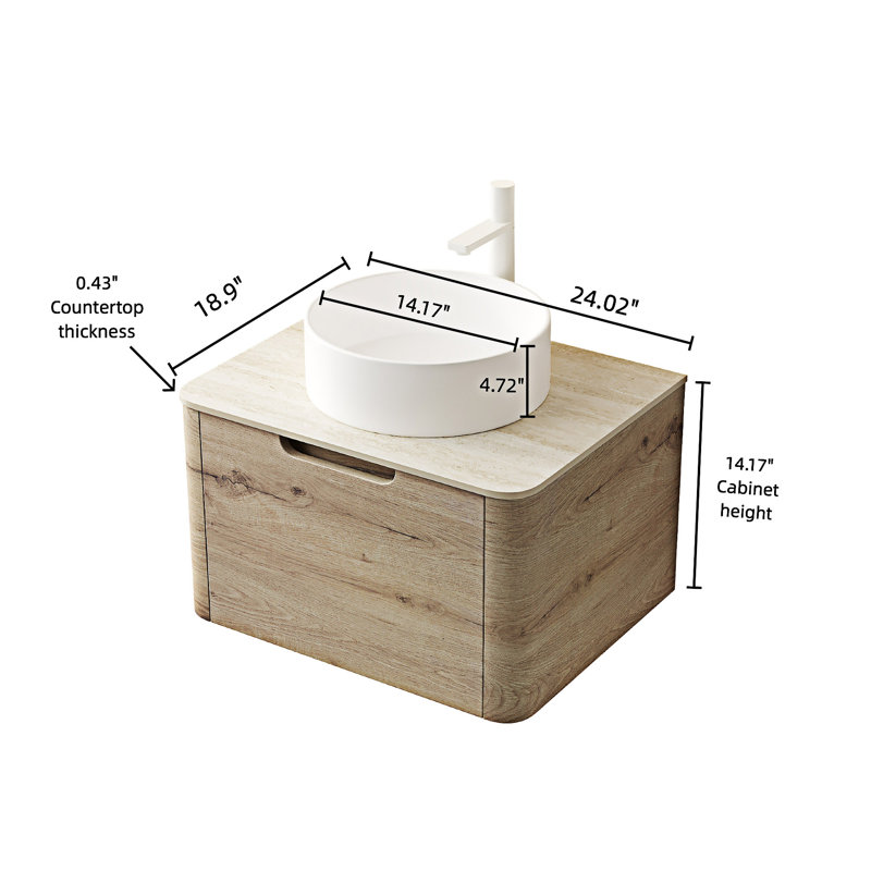 Meuble-lavabo mural avec lavabo, 24"